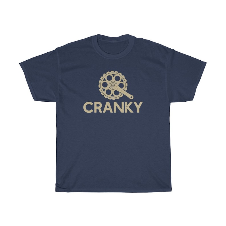 Cranky T-shirt, Funny Bike Shirt, Cycling Shirt, Bike Lover Gift, Cyclist Clothes, BMX, Mountain Bike Unisex Heavy Cotton Tee Navy