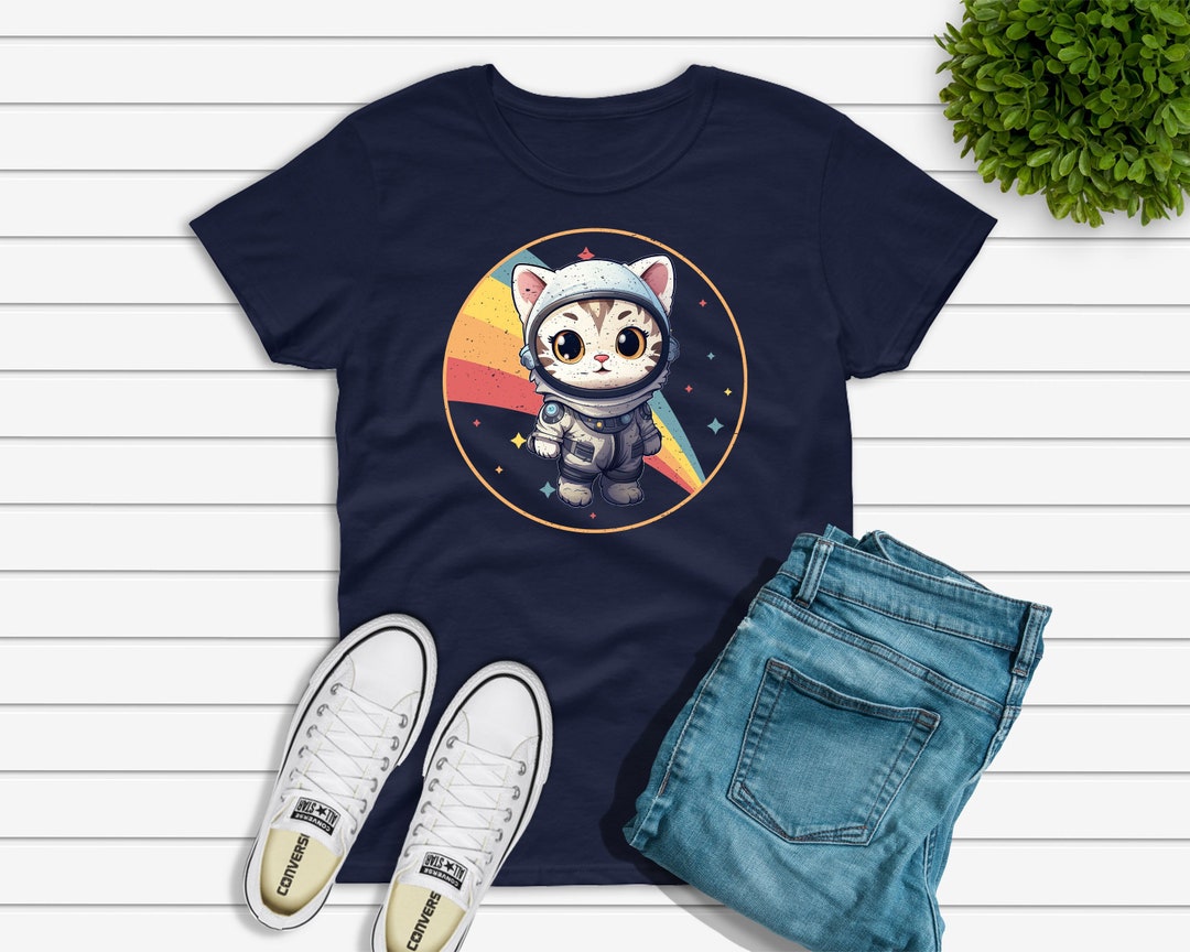 Cute Retro Cat Astronaut NASA T-shirt, Space Lover Gift, Kitten Shirt ...