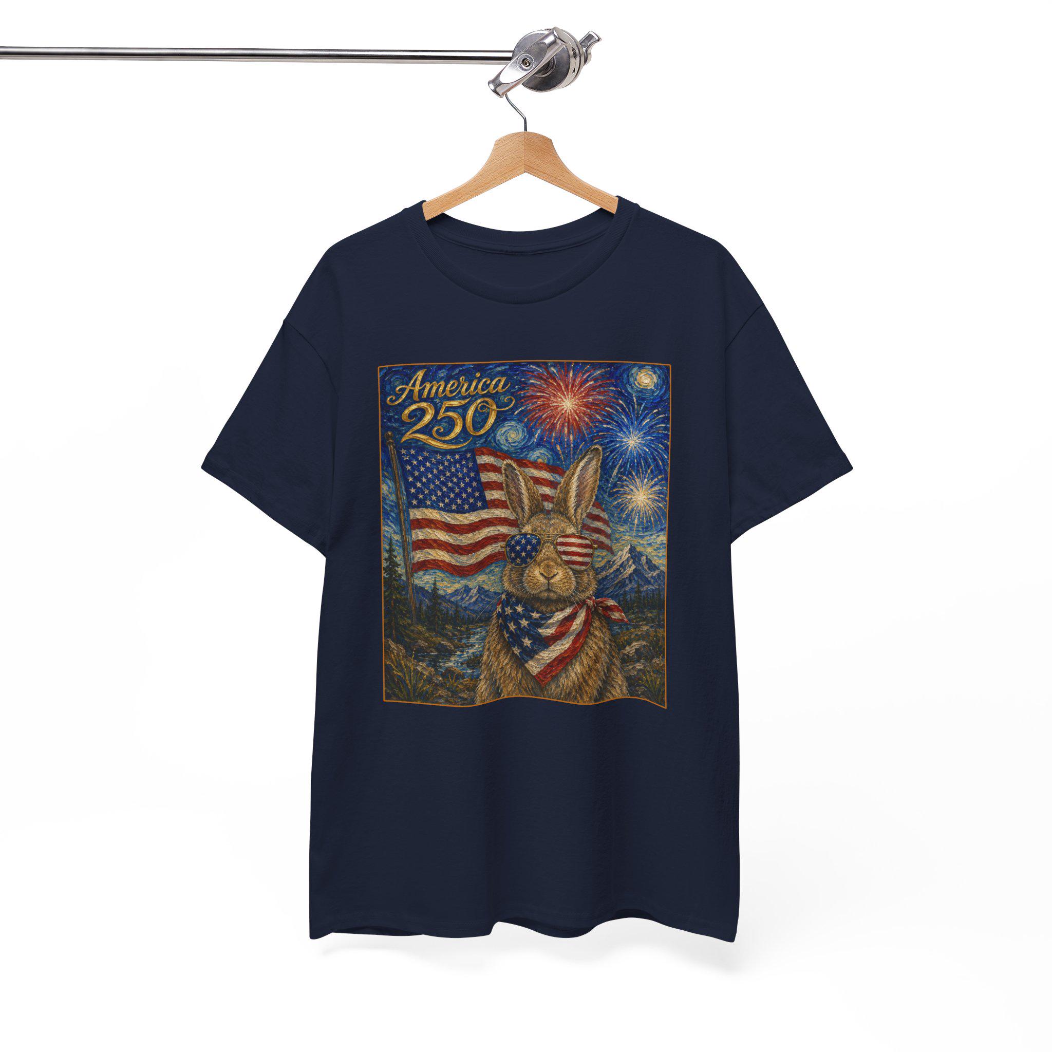 American 250 Rabbit Shirt | Starry Night 4th of July Tee | Patriotic ...