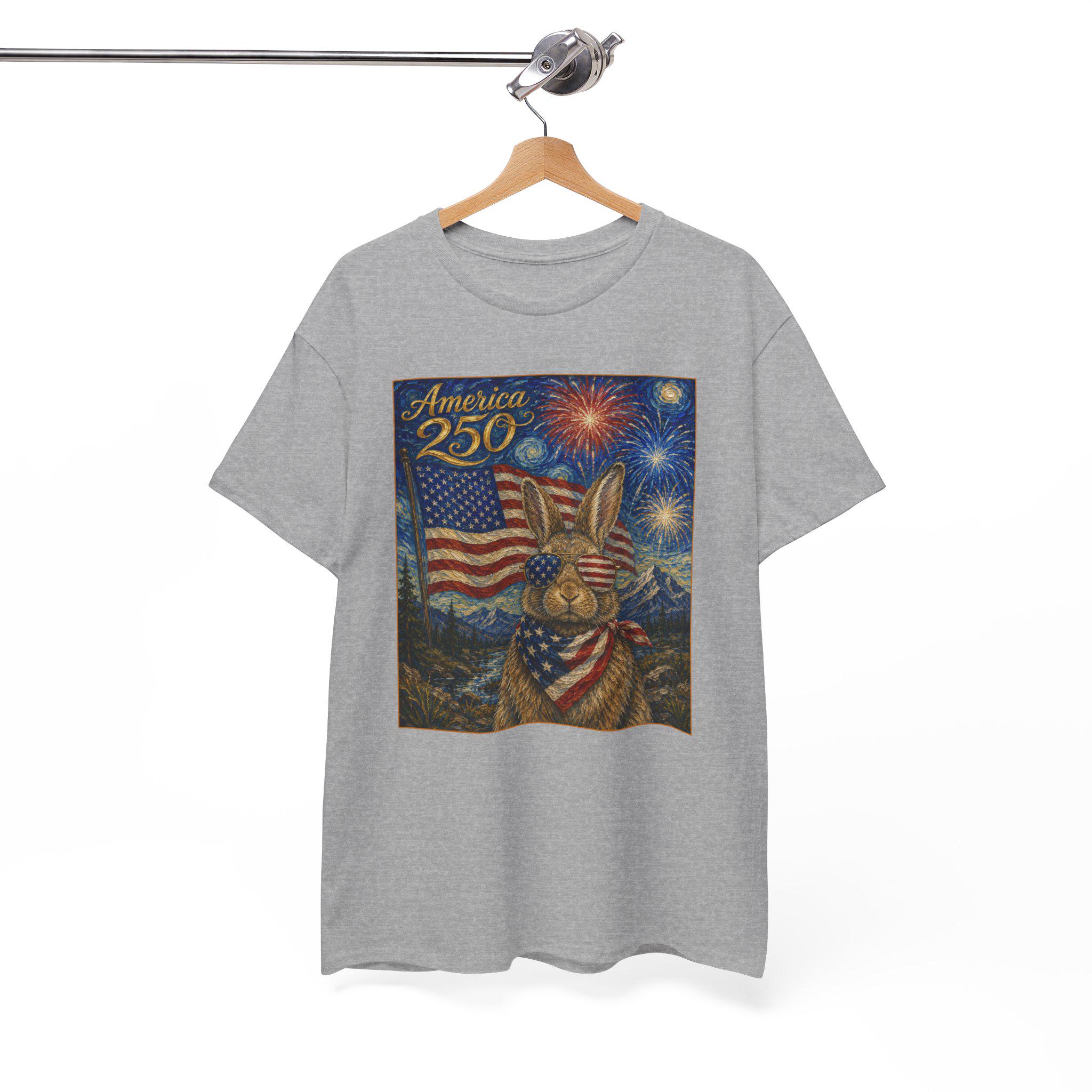 American 250 Rabbit Shirt | Starry Night 4th of July Tee | Patriotic ...