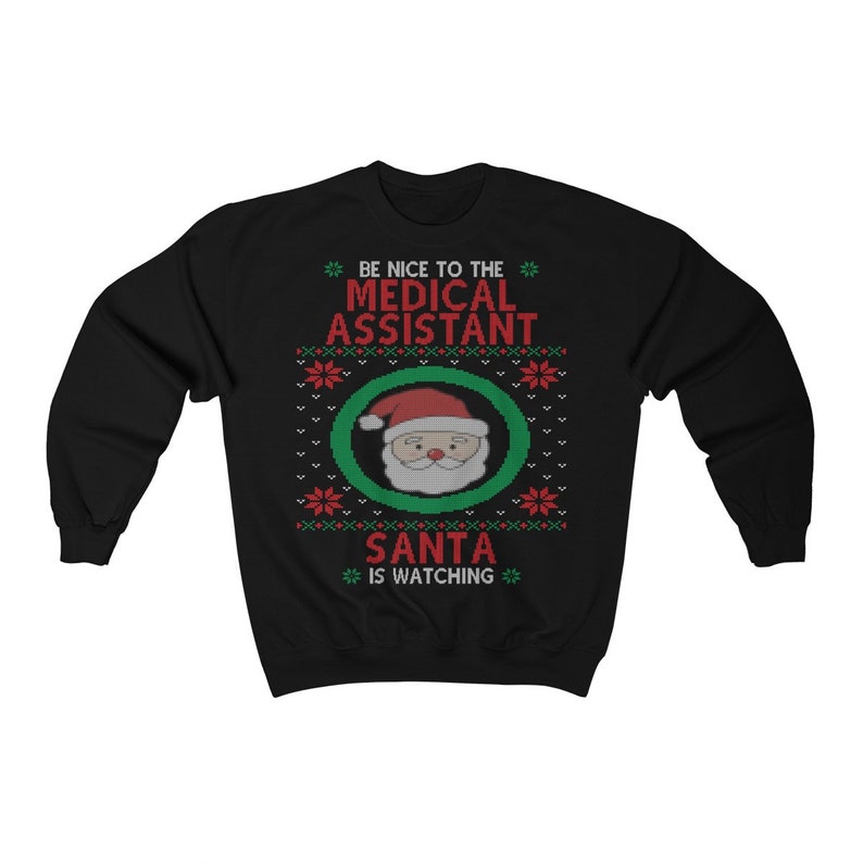 Medical Assistant Ugly Christmas Sweatshirt, Nurse and Hospital Staff Holiday Shirt Unisex Heavy Blend Crewneck Sweatshirt image 2