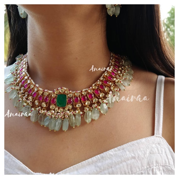 Kundan necklace set kundan Jewelry kundan bridal set | Etsy