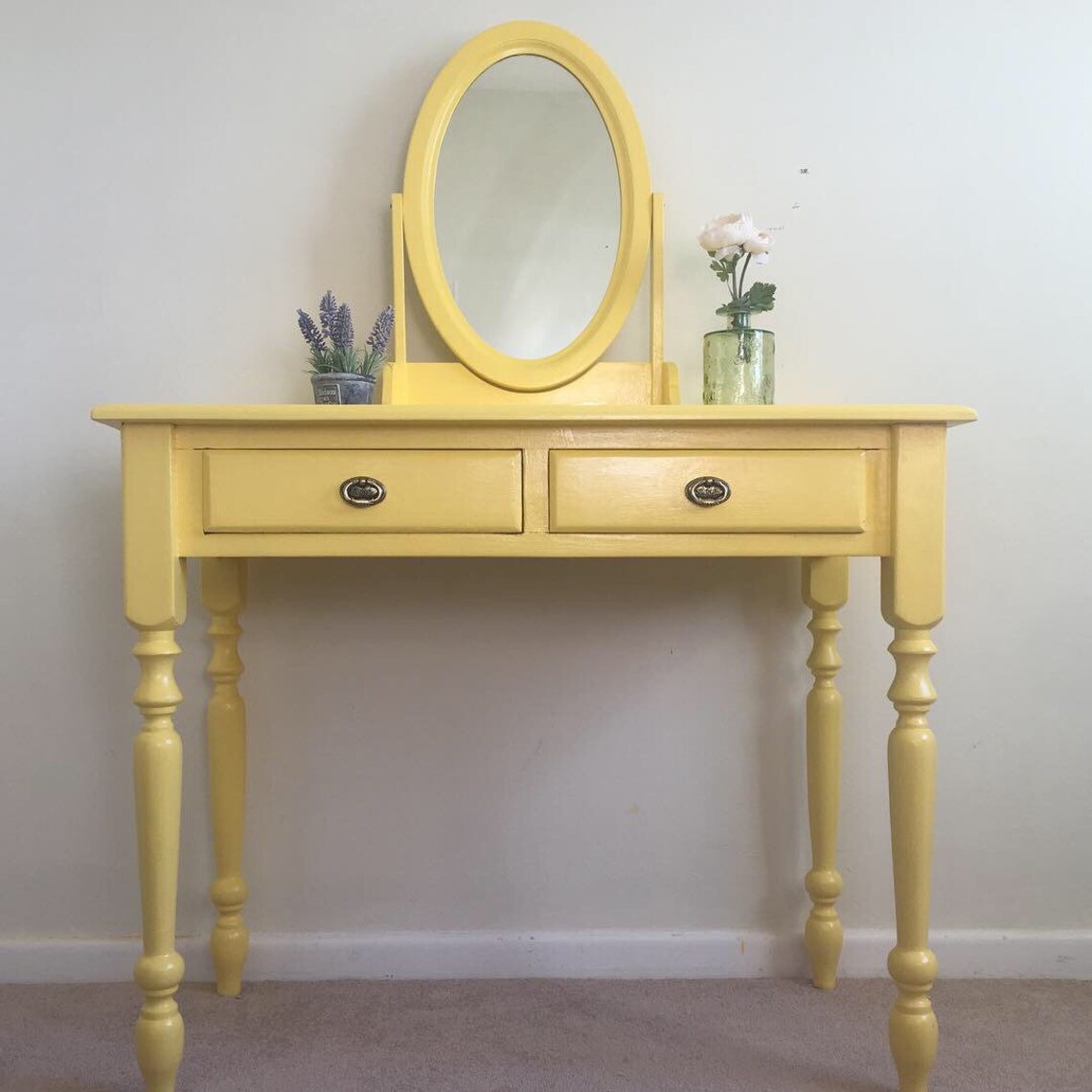 SOLD Dressing Table painted Commission. Yellow dressing table. Etsy