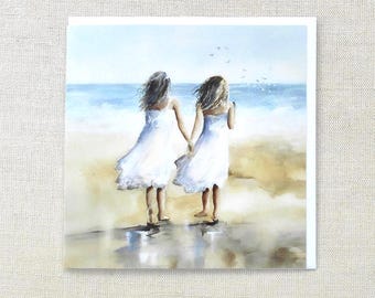 Betsy Cameron “two Children on the Beach” Framed and Double Matted