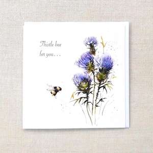 Thistle Bee for You, Greeting Card, Scottish Birthday, Scotland Theme, British, Funny, Patriotic, For Male, Female, Funny, Contemporary, Art