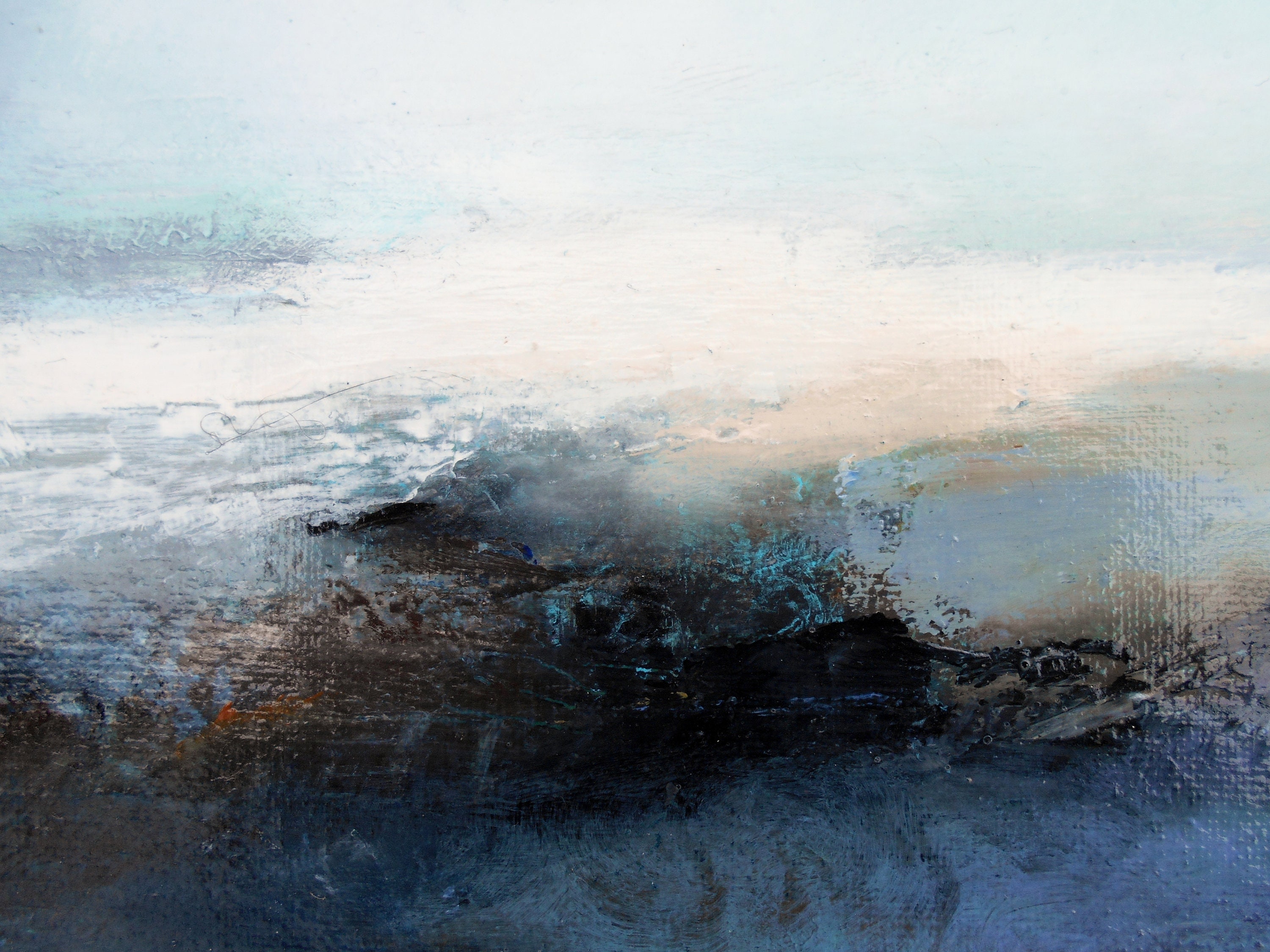 Original Abstract Coastal Scene Framed Contemporary Art Etsy