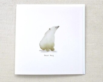 Bear knuffel, luxe wenskaart, voor man of vrouw, bedankt, ik hou van je, leuke verjaardagskaart, kunstkaart, grillig, grappig, eigentijds