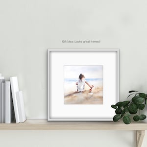 Luxury Art Card, Little Girl, Children on the Beach, Blank Inside, Seaside, Coast, Sea, Female Birthday, Thank you, Coastal Art, Cute Card image 7