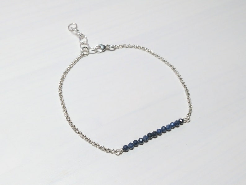 Gift Idea Bracelet with Blue Sapphire Green Chrome Diopside Grey Labradorite and 925 Sterling Silver Minimalist Dainty Delicate Jewelry