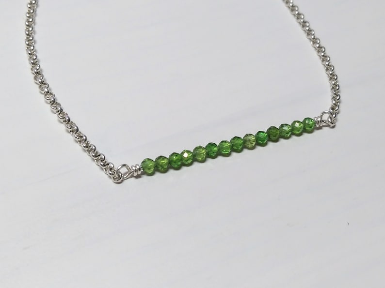 Gift Idea Bracelet with Blue Sapphire Green Chrome Diopside Grey Labradorite and 925 Sterling Silver Minimalist Dainty Delicate Jewelry