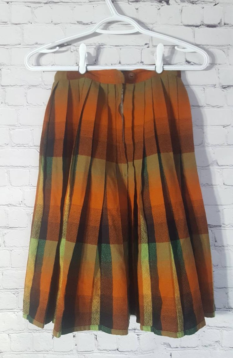Vintage 1970/'s Reversible Pleated Skirt Kilt Style Skirt Plaid Vintage Skirt
