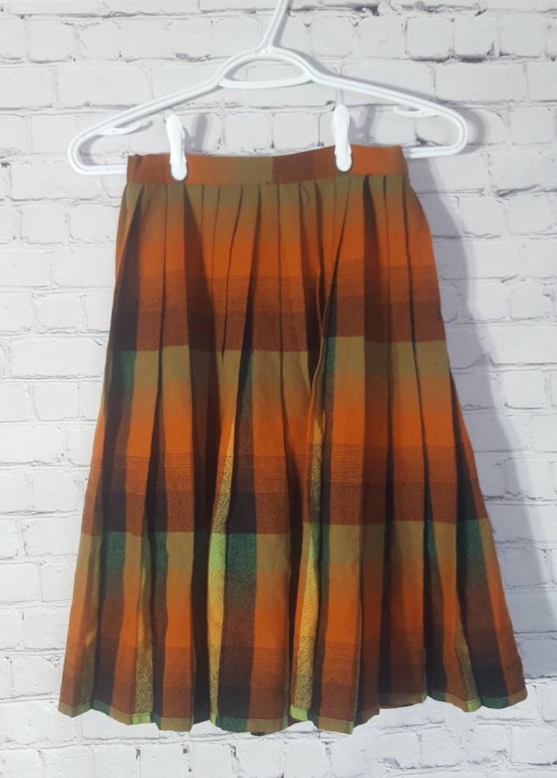 Vintage 1970/'s Reversible Pleated Skirt Kilt Style Skirt Plaid Vintage Skirt