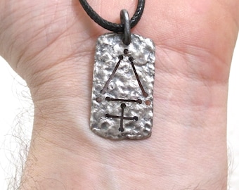 Colgante de azufre de alquimia, fuego fundido, plata cruda