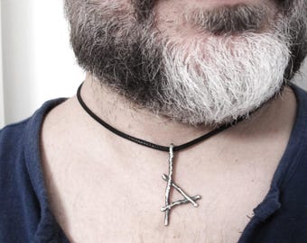 Colgante rúnico de Thurisaz, regalo de mitología nórdica, plata bruta oxidada