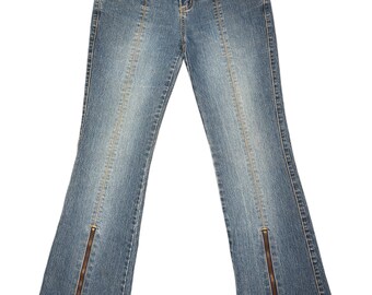 Y2K Dream Denim Super Low Rise Medium Wash Zipper Detail Booty Jeans