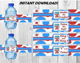 or Boy and Girl Twin Boys Twin Girls Set of 10 Keep Calm We/'re Having Twins Water Bottle Labels Favors for a Twin Baby Shower