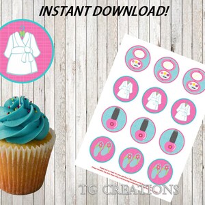 Girls Spa Party Cupcake Toppers, Instant Download, Spa Party - Etsy