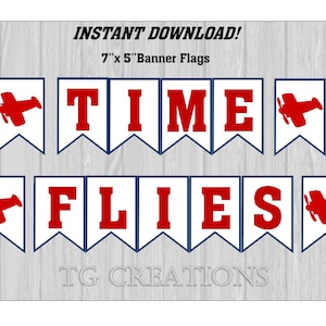 Time Flies Banner, Airplane Banner, Airplane Theme, Time Flies Theme, Instant Download, Printable, DIY