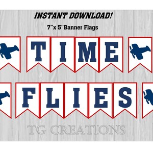 Time Flies Banner, Airplane Banner, Airplane Theme, Time Flies Theme, Instant Download, Printable, DIY