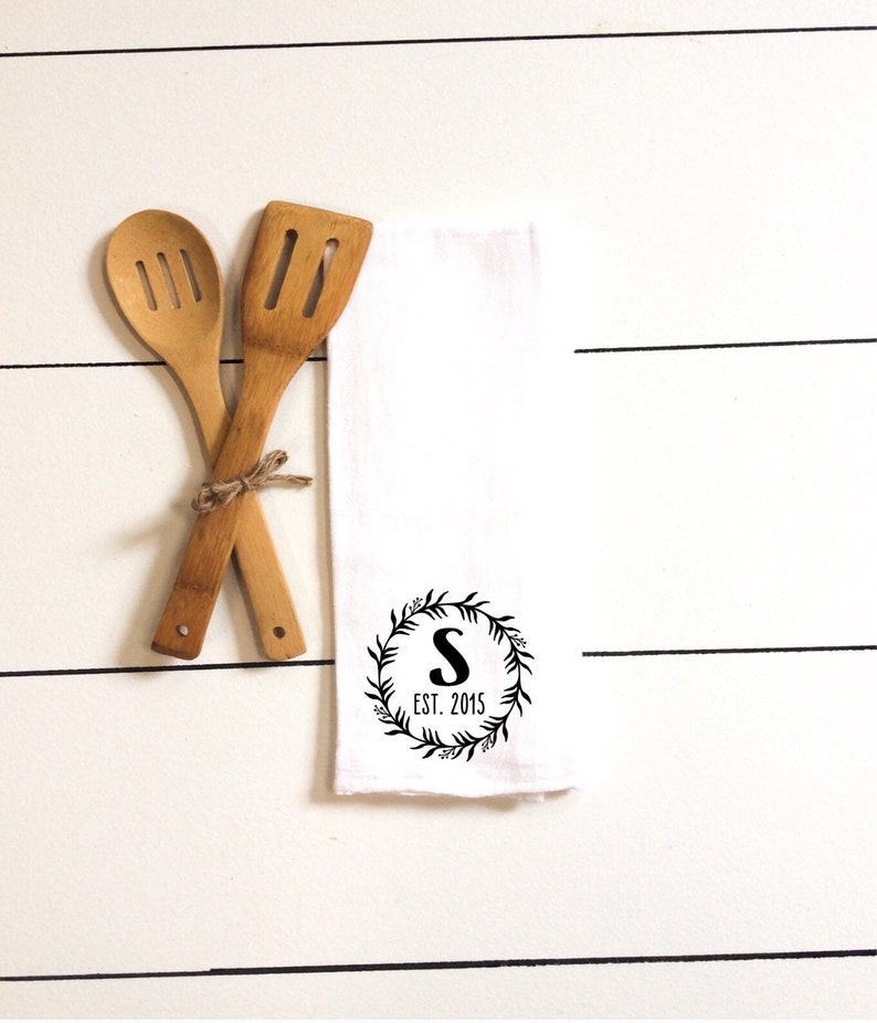 Personalized Name Tea Towel Established Date Decor Kitchen Dish Towel Wedding Gift Anniversary Gift Custom Gift Ideas Kitchen Hand Towel Rag