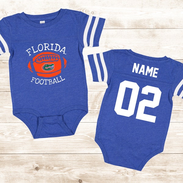 Florida Gators CUSTOM Infant Baby Football Bodysuit | Personalized | Name | Number | Gifts | Sports