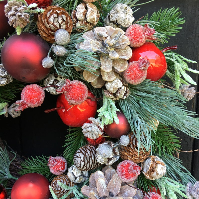 Weihnachtskranz vor der Tür rot Kranz Weihnachten Tür Dekor | Etsy
