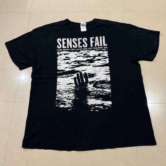 Vintage Senses Fail Shirt Mens XL Black Band Emo Post Hardcore