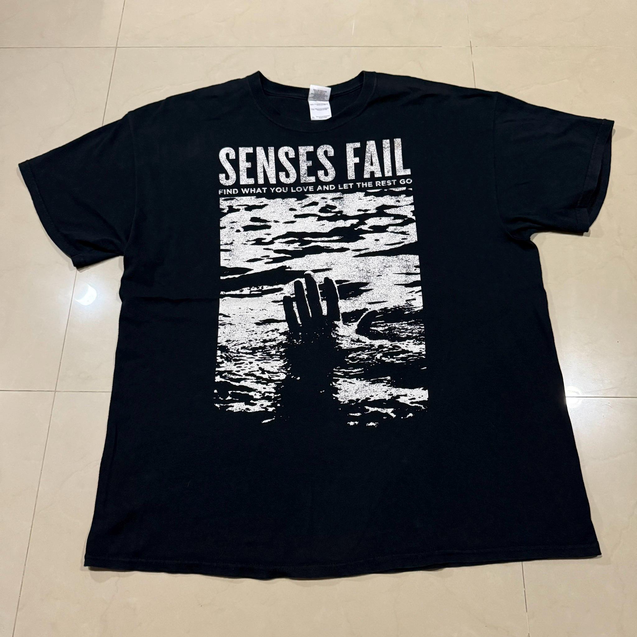Vintage Senses Fail Shirt Mens XL Black Band Emo Post Hardcore