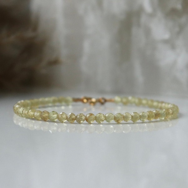 Bracelet Apatite jaune, bracelet femme, bracelet chakra du plexus solaire, bijoux Apatite véritable, bracelet perle 3mm, bracelet cristal jaune