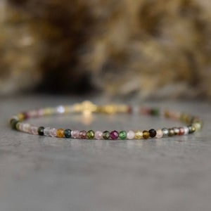 Madagascar Tourmaline bracelet, bracelet femme, delicate bracelet, multicolor stone bracelet, gemstone bracelet, graduation gift for her 2mm