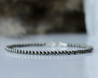 Natural Pyrite bracelet 2mm, sterling silver clasp