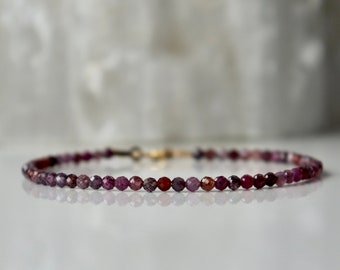 Echte Ruby-armband, juli-geboortesteenarmband, Rich Red Ruby-sieraden, armband femme, 3 mm kralenarmband, cadeau 40e huwelijksverjaardag