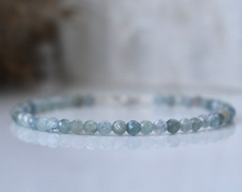 Pulsera de zafiro auténtico de Montana: pulsera para mujer, pulsera de cuentas de 3 mm, pulsera de piedras preciosas azul claro, pulsera para mujer, joyería de piedra de Montana