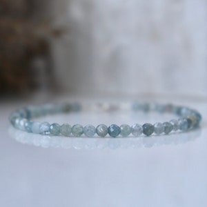 Genuine Montana Sapphire bracelet - bracelet femme, 3mm bead bracelet, Light blue gemstone bracelet, womens bracelet, Montana stone jewelry