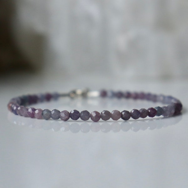 Purple Sapphire bracelet - Genuine Sapphire bracelet femme, skinny lavender sparkling bracelet, minimalist jewelry, September birthstone