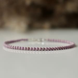 Natural Lepidolite bracelet, Purple Mica bracelet, bracelet femme, delicate Lepidolite jewelry, 2mm bead bracelet, pink gemstone bracelet