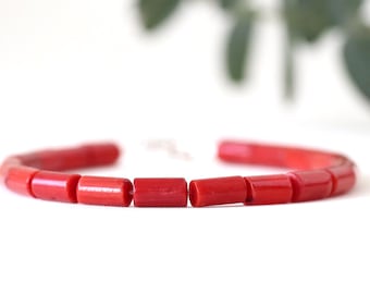 Genuine Coral bracelet, irregular bead Coral bracelet, real Coral jewelry, real red coral bracelet, delicate bracelet, dainty jewelry