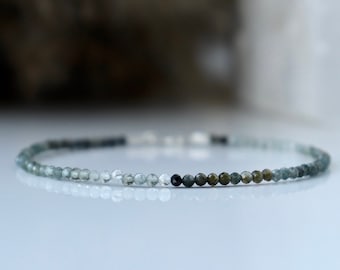 Blue Tourmaline (Indicolite) Bracelet • 2mm Ombre Gemstone • Calm • Clarity • Communication • Dainty Crystal Bracelet for Women