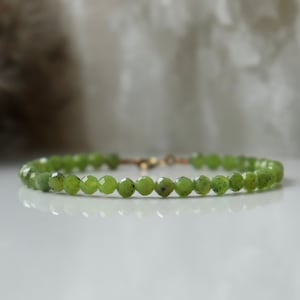 Canadian Jade bracelet - bracelet femme, Genuine Jade bracelet, Green Jade jewelry, gemstone bracelet 3mm, bracelets for women, gift for Her