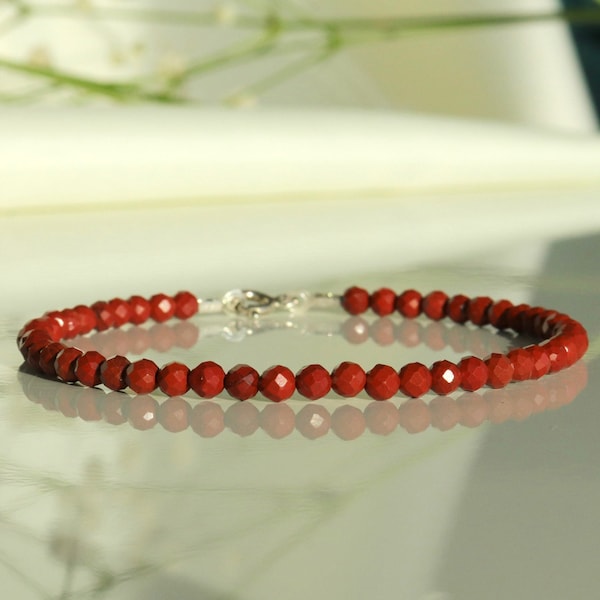 Genuine Red Jasper bracelet high quality, 3mm beaded bracelet, Handcrafted Healing Stone Jewelry - Grounding, Strength, Protection