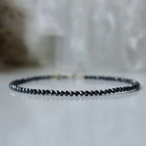 Tiny Hematite bracelet - bracelet femme, thin black gemstone bracelet, black dainty bracelet, Genuine dark Hematite 2 mm, womens bracelet