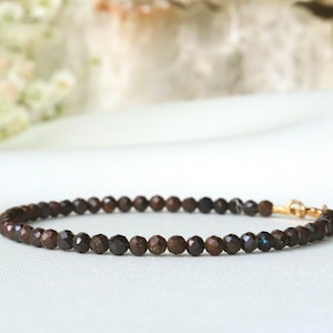 Genuine Boulder Opal bracelet, Australian Opal jewelry, simple quality, natural Black Opal, October birthstone, delicate gemstone bracelet
