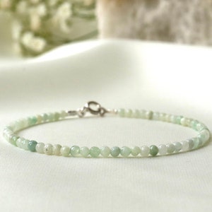 Burma Jade bracelet, Genuine pale green Jade, gifts for Her, gemstone bracelet 2mm, Burma Myanmar Jade, Light green Jade crystal jewelry
