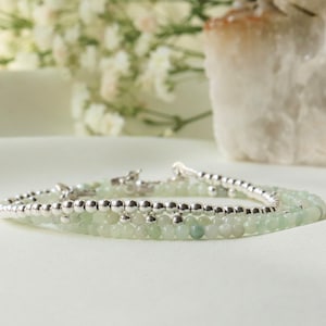 Burma Jade bracelet, Genuine pale green Jade, bracelet femme, gemstone bracelet 2mm, Burma Myanmar Jade, Light green Jade crystal jewelry