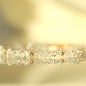 Herkimer Diamond bracelet, gold vermeil, Raw Diamond bracelet, raw crystal jewelry, delicate Quartz bracelet, Christmas gift for Her