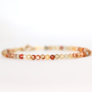 Natural Zircon bracelet, Genuine Zircon beaded bracelet 3mm, 24k gold vermeil, December birthstone bracelet, champagne Zircon crystal