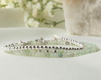 Burma Jade bracelet, Genuine pale green Jade, bracelet femme, gemstone bracelet 2mm, Burma Myanmar Jade, Light green Jade crystal jewelry