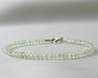 Genuine Prehnite bracelet, natural Prehnite jewelry, green crystal bracelet, pale green gemstone bracelet, gifts for her, womens bracelet