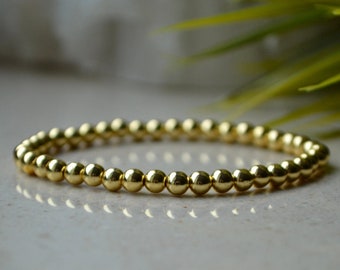 Gold Hematite bracelet women - bracelet femme, gold beaded bracelet, gemstone bracelet, strech bracelet, Stacking bracelets, Christmas gift