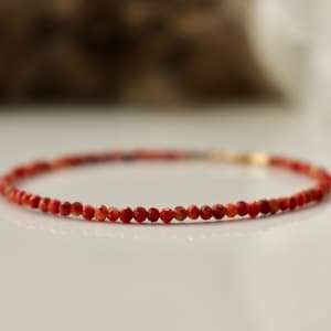 Genuine Coral bracelet 3mm, high quality Italian Coral jewelry (Red Coral with orange hues)